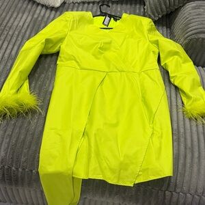 Boohoo Plus Neon Yellow Midi Dress